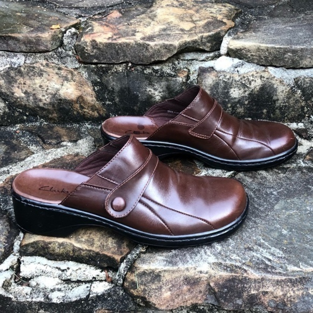 Clarks Dark Brown Leather Mule